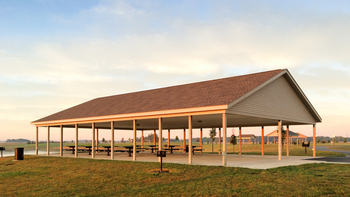 large pavilion at a park built by byler builders